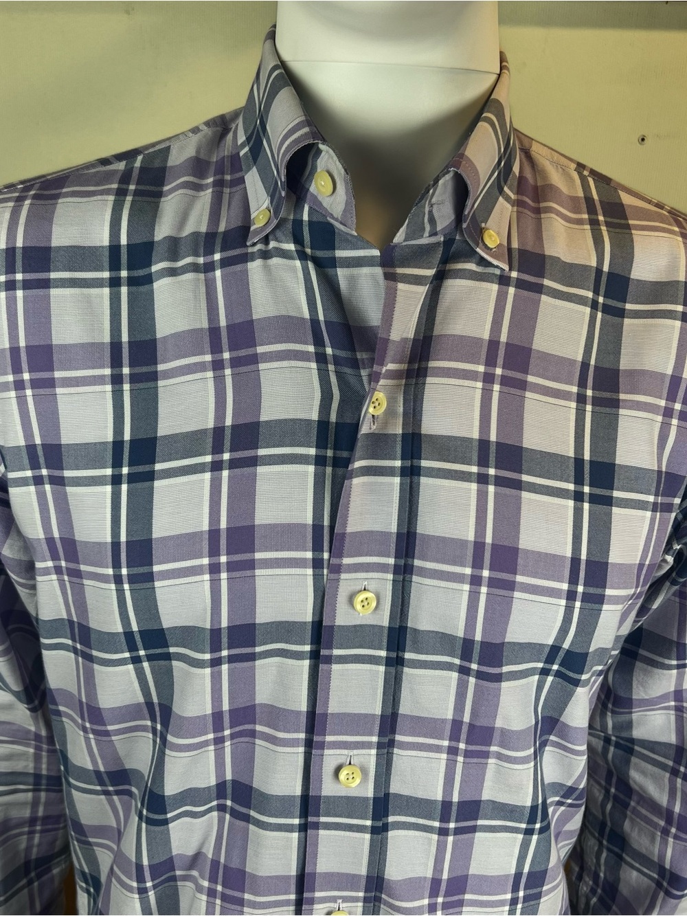 Ledbury Slim Fit Plaid Shirt in Purple and Gray